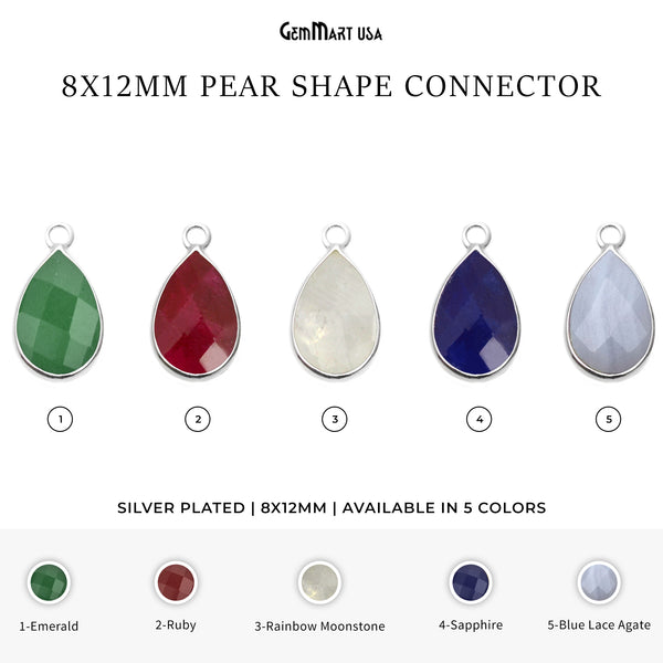 Pear 8x12mm Silver Bezel...