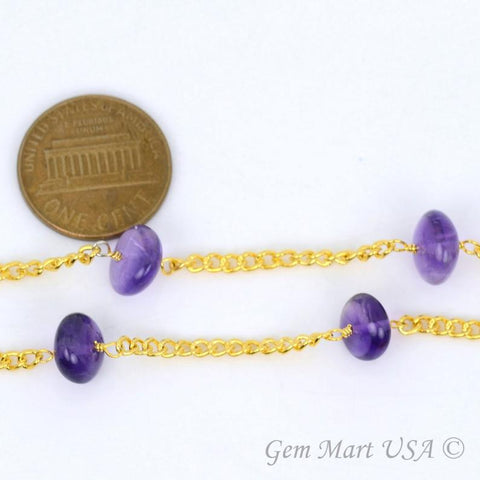 Amethyst Beads Gold Plated Wire Wrapped Fancy Rosary Chain