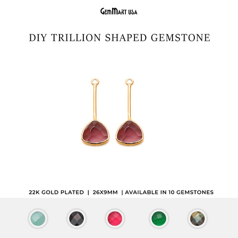 DIY Gemstone 26x9mm Trillion Long Dangle Drop Chandelier Earrings Connector 1 Pair