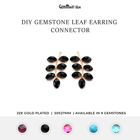 Gemstone Drop Leaf Gold Plated Chandelier Earring Connector 1Pair
