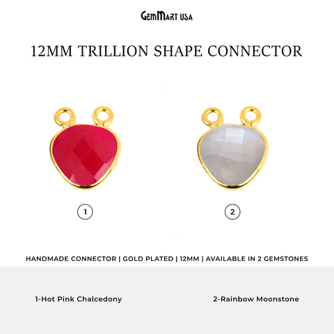 Trillion 12mm Gold Bezel Cat Bail Gemstone Connector