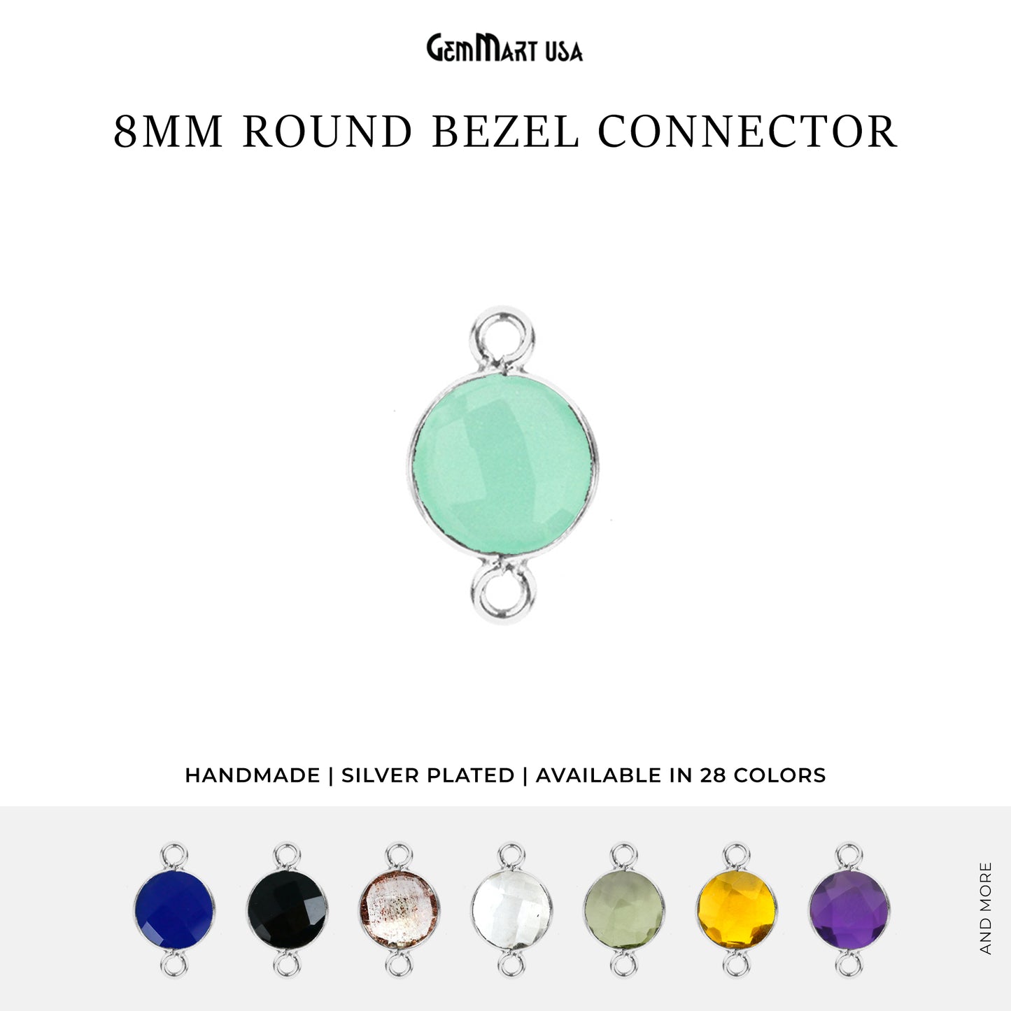 Round 8mm Double Bail Silver Plated Gemstone Connectors