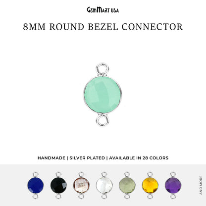 Round 8mm Double Bail Silver Plated Gemstone Connectors