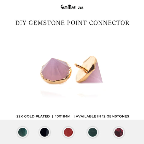 Gemstone 11x10mm Single Point Gold Bracelets Charm Connector