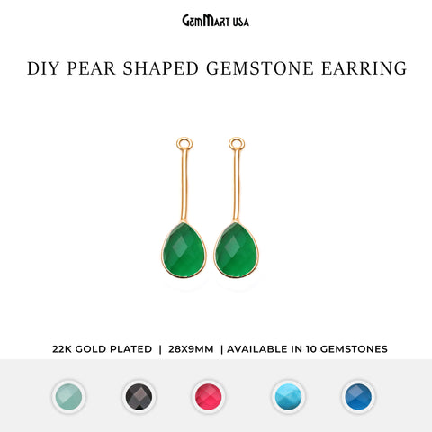 DIY Gemstone Long Dangle Drop Chandelier Earring Connector 1 Pair (Pick Stone)