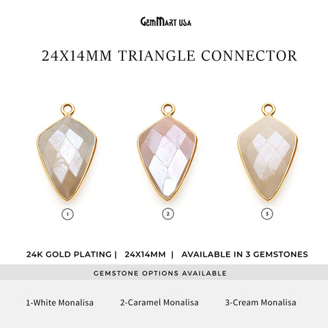 Monalisa 24x14mm TriAngel Shape Gold Bail Bezel Connector