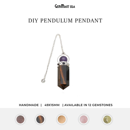 Gemstone Pencil Point Pendulum Pendant 49x15mm (Pick Your Gemstone)