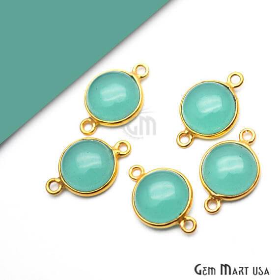 Round 10mm Cabochon Gold Plated Double Bail Tiny Gemstone Connectors