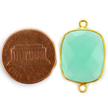 Aqua Chalcedony Octagon Shape Gold Bail Connector (Pick Your Bail) - GemMartUSA