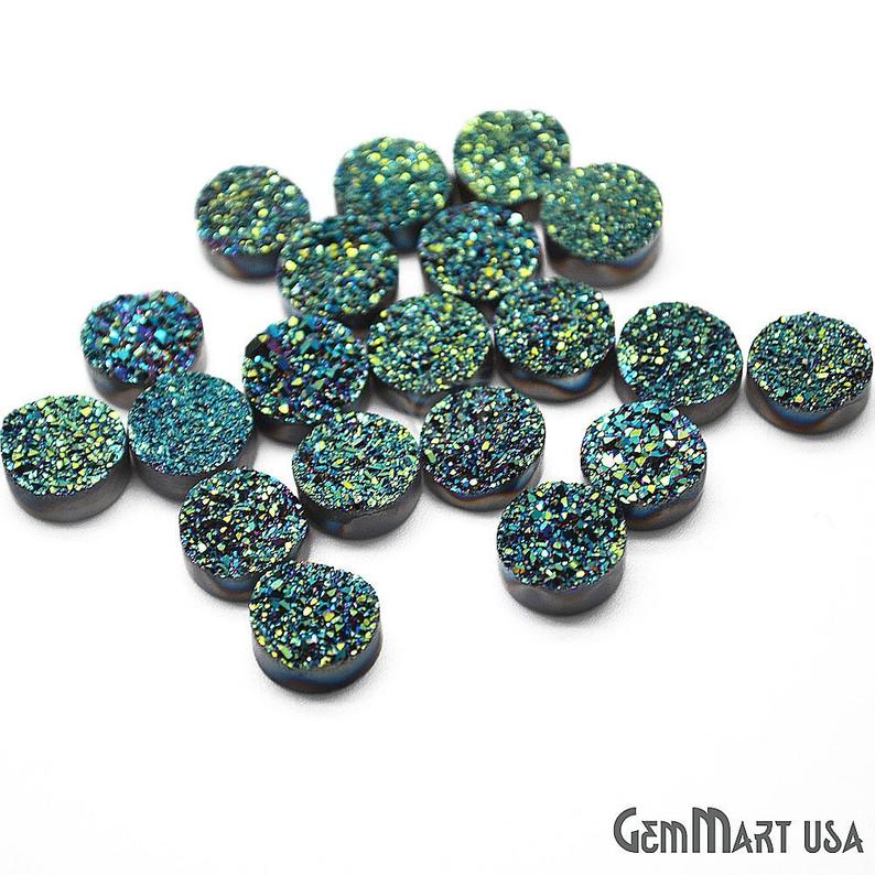 Plain Druzy 10mm Round Shape Loose Cabochon (Pick Your Color)