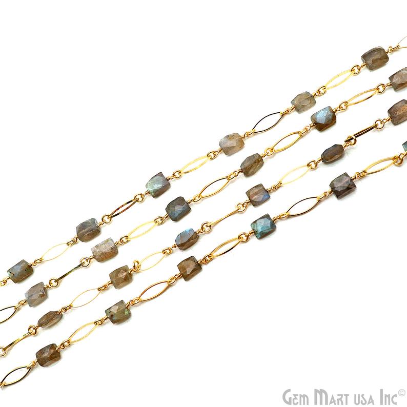 Labradorite With Gold Marquise Finding Rosary Chain