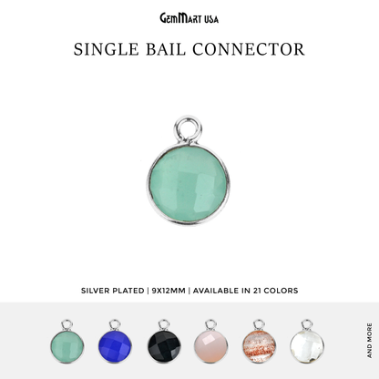 Round 8mm Single Bail Silver Plated Gemstone Connectors