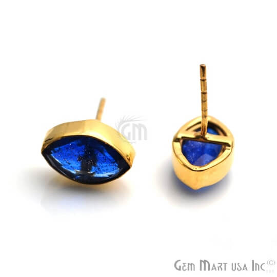 Copper Infused Marquise Shape Gold Plated Gemstone Studs Earrings - GemMartUSA