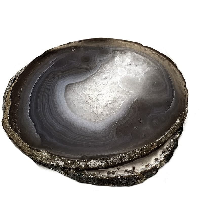 Black Natural Gemstone Coaster, Agate Slice Coaster, Rock & Crystal Coaster, Organic/Silver/Gold Plated Drinkware