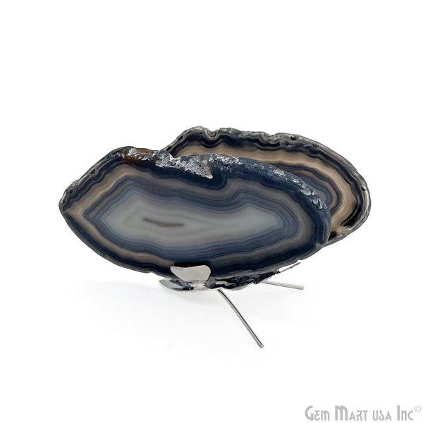 Black Agate Slice Butterfly,...