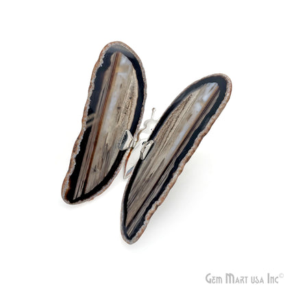 Black Agate Slice Butterfly, Natural Agate Décor, Butterfly Wing Home Décor, Agate Geode, Natural Gemstone Butterfly, Housewarming Gift