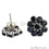 Black Sapphire Round 14mm Sterling silver Stud Earring - GemMartUSA