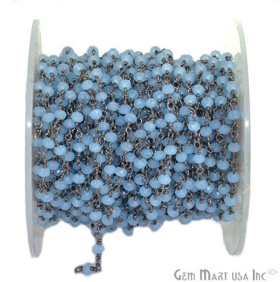 Aqua Chalcedony Oxidized Wire...
