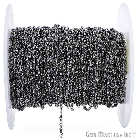 Black Pyrite Oxidized Wire Wrapped Gemstone Beads Rosary Chain - GemMartUSA (762824654895)