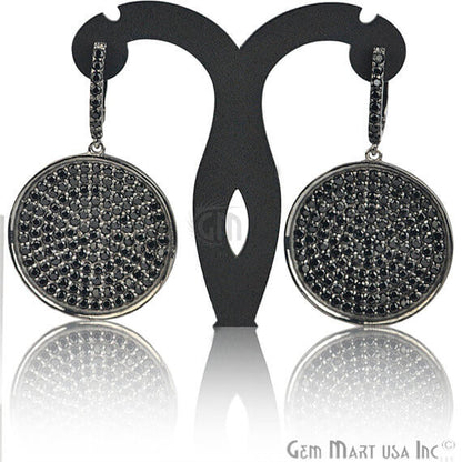 Black Plated Studded With Micro Pave Black Spinel 52x31mm Dangle Earring - GemMartUSA