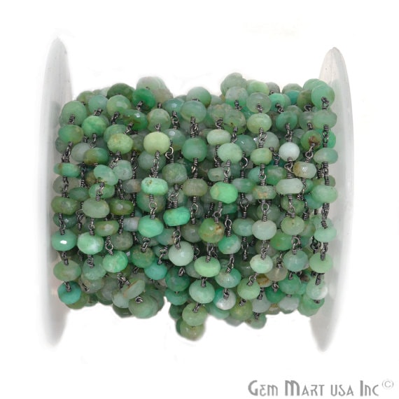 Chrysoprase 6-7mm Oxidized Wire...