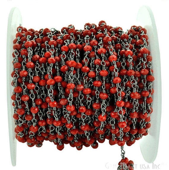 Red Coral 3-3.5mm Oxidized...