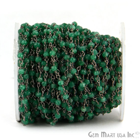 Dyed Emerald 3-3.5mm Oxidized...