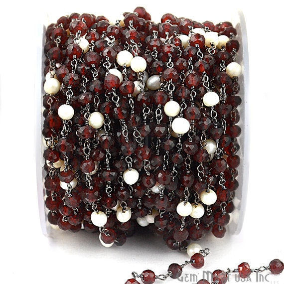 Garnet With Pearl 4mm...