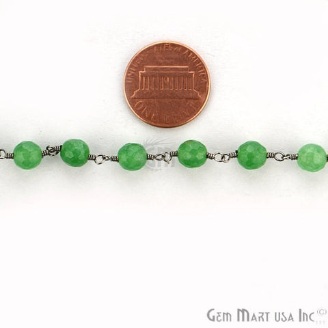Jade Rosary 6mm Beads Oxidized Wire Wrapped Rosary Chain - GemMartUSA (762867089455)