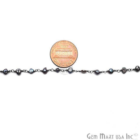 Black Pearl Oxidized Wire Wrapped Beads Rosary Chain (763006255151)