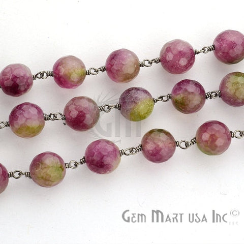 Purple Malaysia 9-10mm Beads Chain, Oxidized Wire Wrapped Rosary Chain (763577368623)