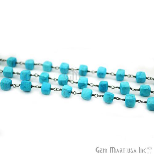 Turquoise Oxidized Wire Wrapped Beads Rosary Chain (762751057967)