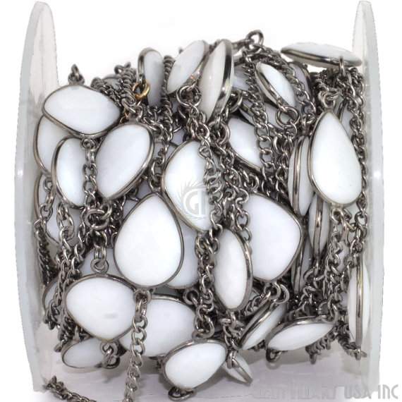 White Agate 10-15mm Oxidized...