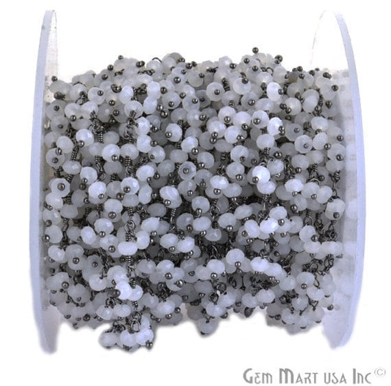 White Chalcedony Beads Oxidized...