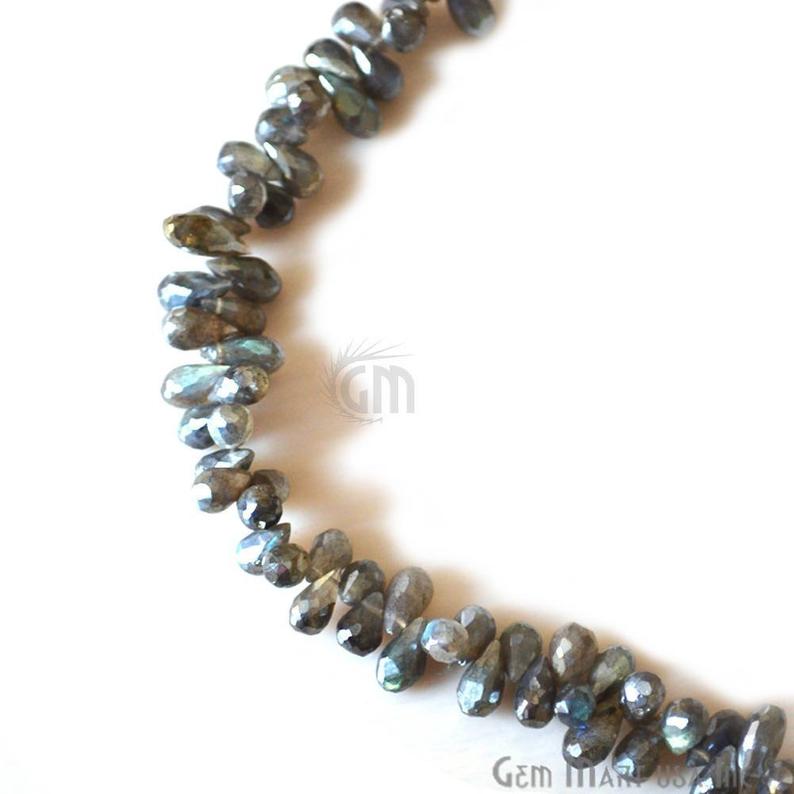 Mystique Labradorite Rondelle Beads, 8 Inch Gemstone Strands, Drilled Strung Nugget Beads, Faceted Round, 10x6mm