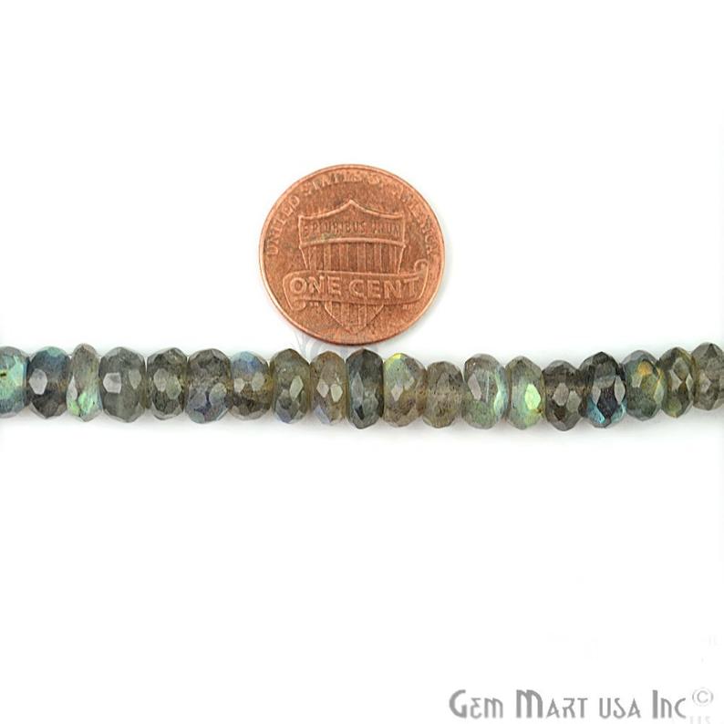 1 Strand Micro Faceted AAA Quality Natural Labradorite 13Inch Full Length 7-8mm Round Rondelle (RLLB-70026) (762714783791)