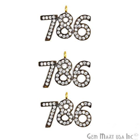 786 Charms Diamond CZ Pave Gold Plated Charm for Bracelet Pendants (CHCZ-40101) - GemMartUSA (754673352751)