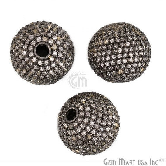 Ball Charms Diamond CZ Pave Gold Plated Charm for Bracelet Pendants & Necklace (CHCZ-40117) - GemMartUSA (754677121071)