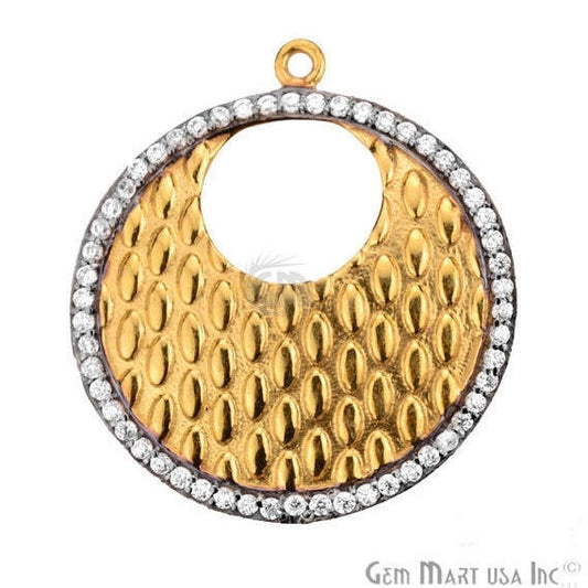 CZ Pave Charm Diamond CZ Pave Gold Plated Charm for Bracelet Pendants & Necklace (CHCZ-40123) - GemMartUSA (754678071343)