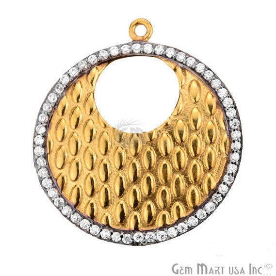 CZ Pave Charm Diamond CZ Pave Gold Plated Charm for Bracelet Pendants & Necklace (CHCZ-40123) - GemMartUSA (754678071343)