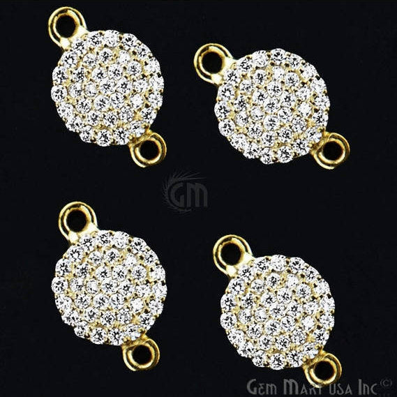 Coin Shape Charms Diamond CZ Pave Gold Plated Charm for Bracelet Pendants & Necklace (CHCZ-40155) - GemMartUSA (754684428335)