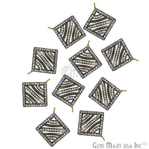 Square Shape Charms Diamond CZ Pave Gold Plated Charm for Bracelet Pendants & Necklace (CHCZ-40157) - GemMartUSA (754685083695)