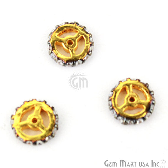 Wheel Shape Charms Diamond CZ Pave Gold Plated Charm for Bracelet Pendants & Necklace (CHCZ-40177) - GemMartUSA (754687639599)