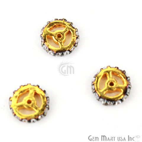 Wheel Shape Charms Diamond CZ Pave Gold Plated Charm for Bracelet Pendants & Necklace (CHCZ-40177) - GemMartUSA (754687639599)
