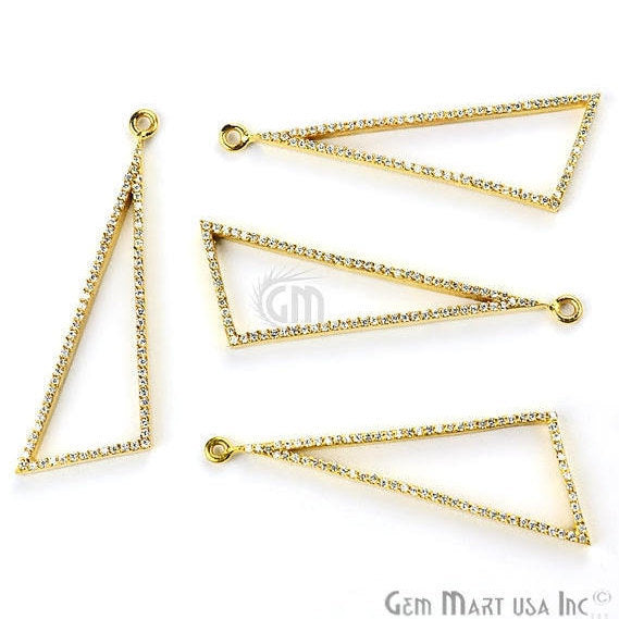 Scalene Triangle Shape Charms Diamond CZ Pave Gold Plated Charm for Bracelet Pendants & Necklace (CHCZ-40183) - GemMartUSA (754688426031)