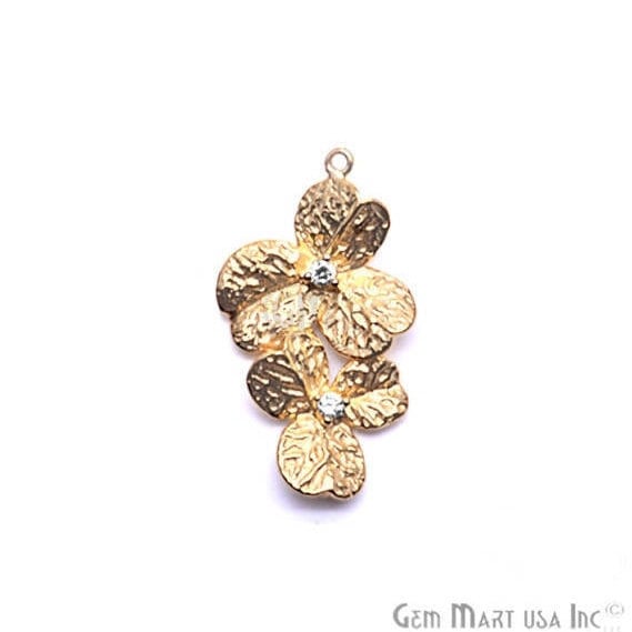 Orchid Charms Diamond CZ Pave Gold Plated Charm for Bracelet Pendants & Necklace (CHCZ-40225) - GemMartUSA (755001884719)