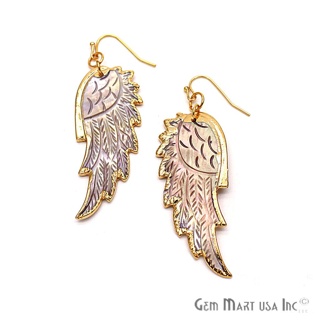 Shell Wings Earrings, Dangle Hook Earring, Gold Plated Jewelry (CHPR-1) - GemMartUSA