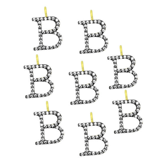 B Aplhabet Charms Diamond CZ Pave Gold Plated Charm for Bracelet & Pendants (CHWS-40002) - GemMartUSA (755004080175)