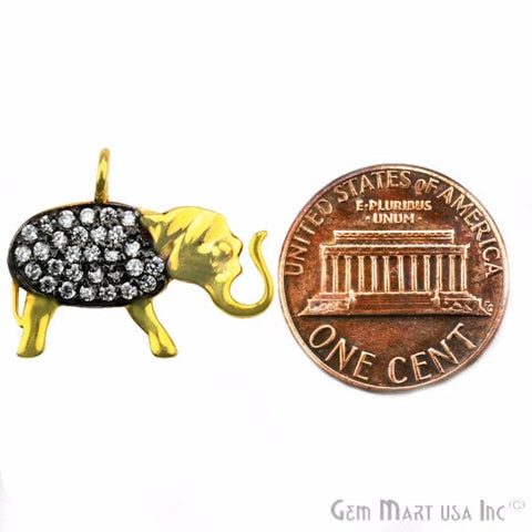 Elephant Charms Diamond CZ Pave Gold Plated Charm for Bracelet Pendants & Necklace (CHWS-40016) - GemMartUSA (755006930991)