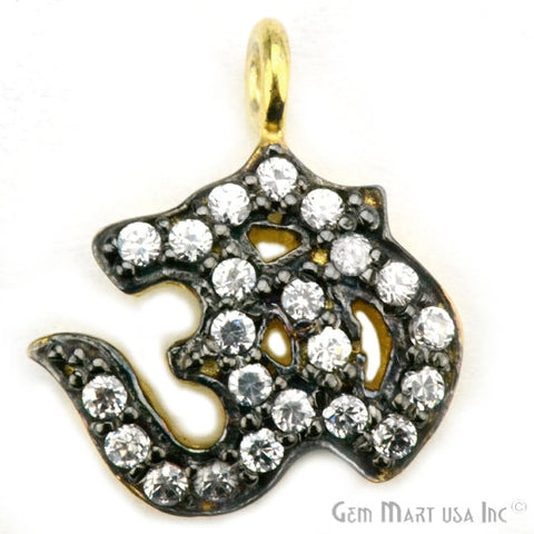 OM Charms Diamond CZ Pave Gold Plated Charm for Bracelet Pendants & Necklace (CHWS-40019) - GemMartUSA (755008176175)